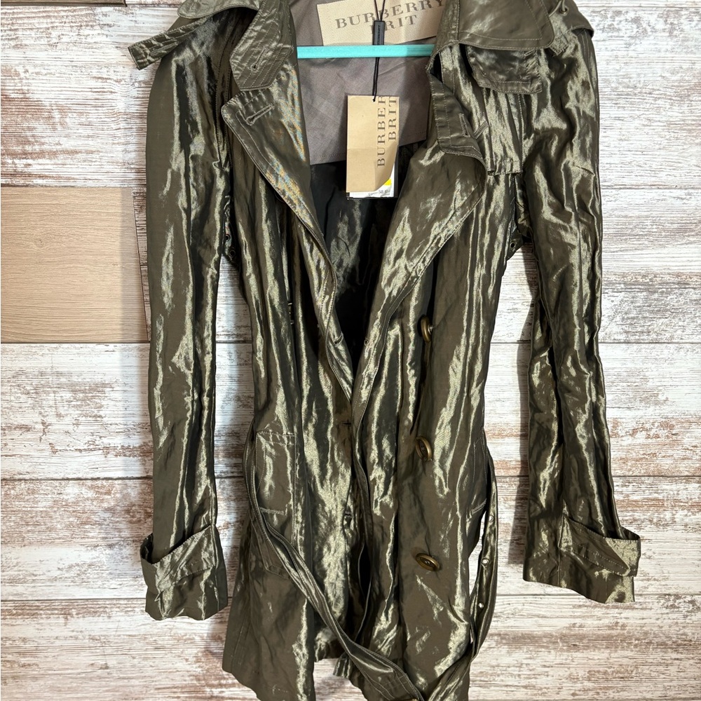 Burberry Metallic Green Women's Trench Coat